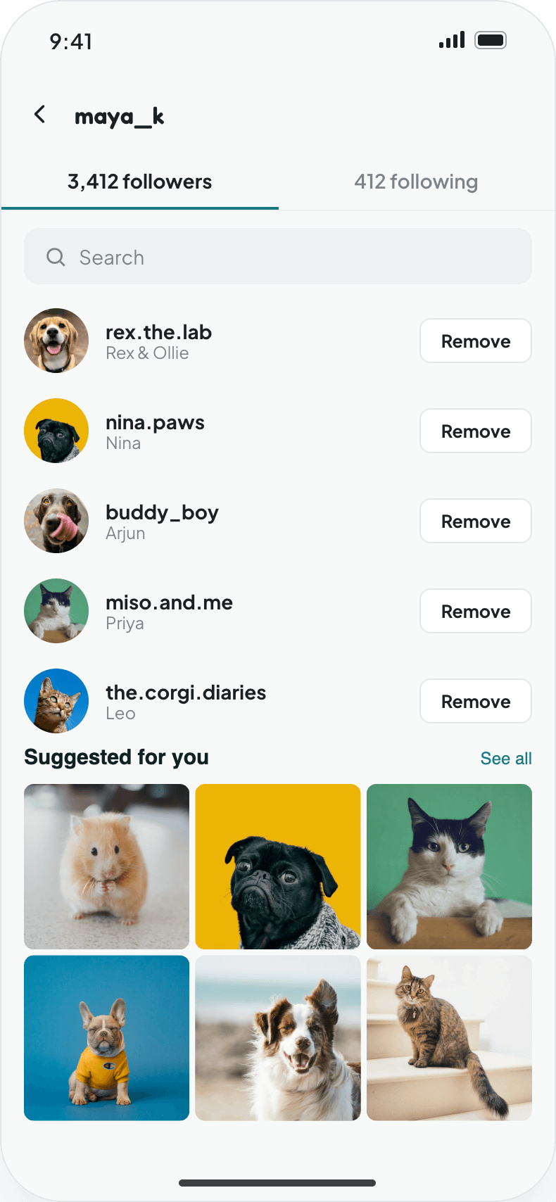 Followers list