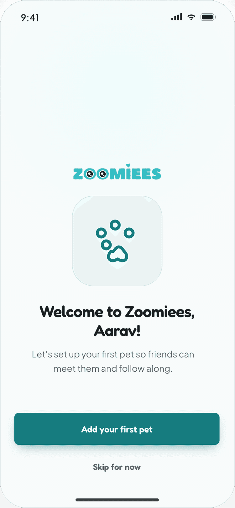 Zoomiees Welcome Screen