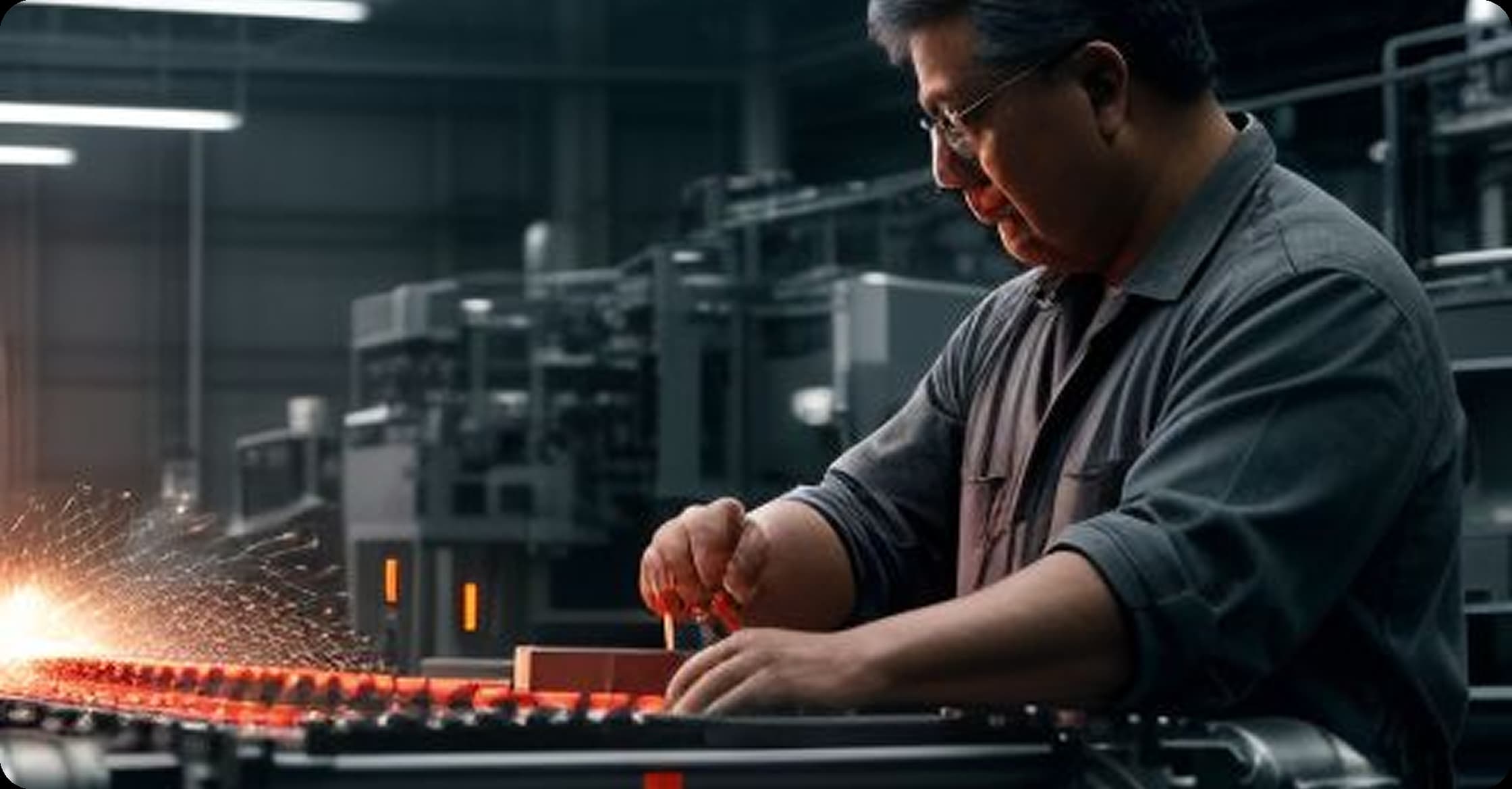 Industrial technician working on a production line
