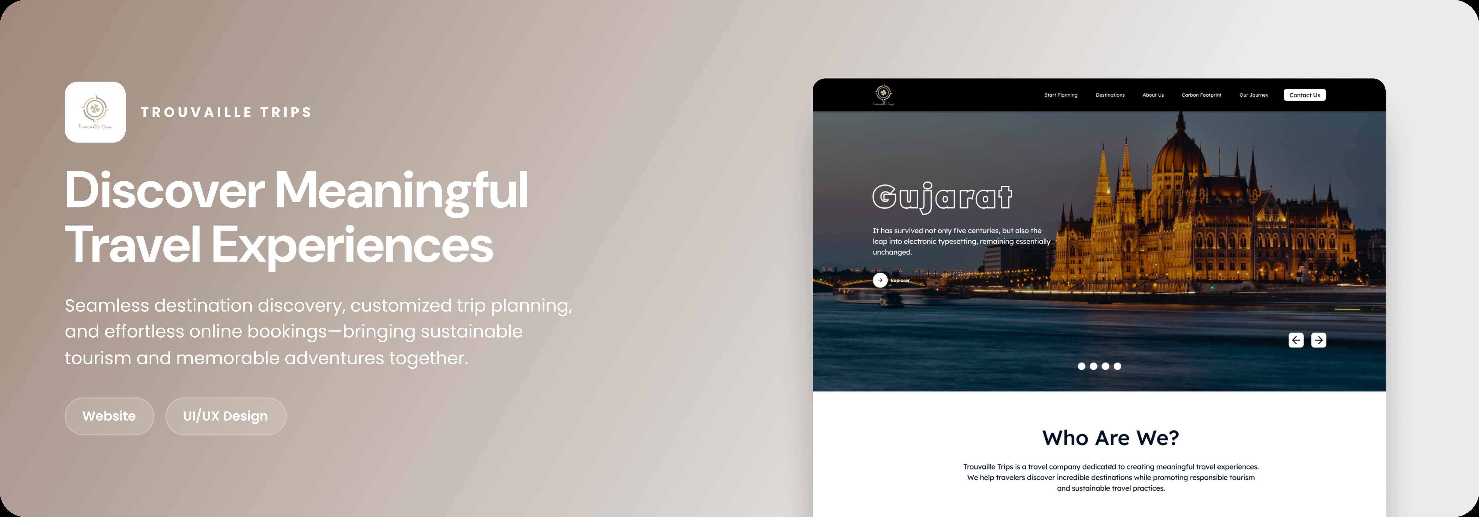 Trouvaille Trips Gujarat destination website across desktop layouts